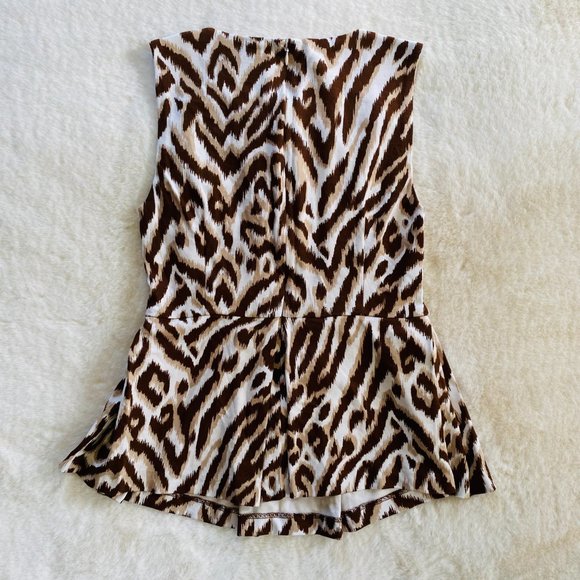 Women's Leopard Print Peplum Sleeveless Top Size XS Excellent Condition - Picture 6 of 10